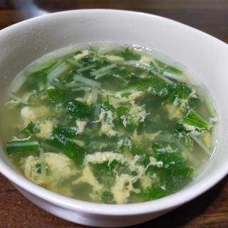 水菜と卵の簡単スープ